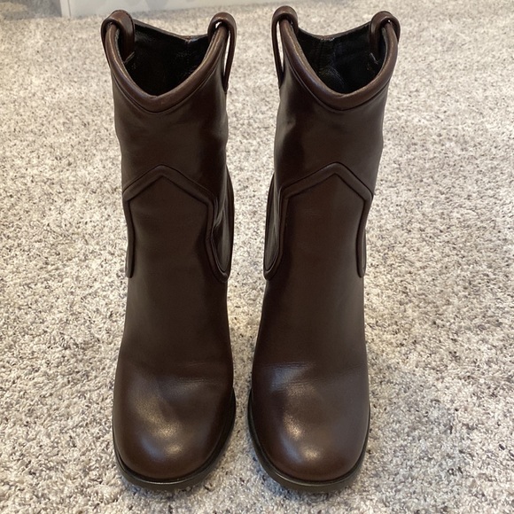 Gucci Lifford Cocoa dark brown leather boots 37.5 7 7.5 GG - Picture 9 of 16